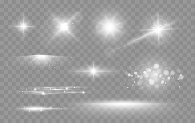 Aufkleber - Shine glowing stars. Vector lights and sparks isolated on transparent background