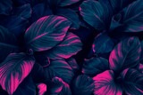 Fototapeta Łazienka - tropical leaf background, neon glow color toned.