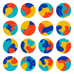 Poster - Set of various vector highlight covers. Abstract backgrounds. Various shapes. Doodle objects. Hand drawn templates. Round icons for social media stories. Vector illustration