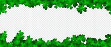 Clover Shamrock Leaf Seamless Border. Patricks Day Seamless Background With Green Clover. Vector Green Grass Clover Pattern Background. Realistic Green Clovers. Vector Illustration