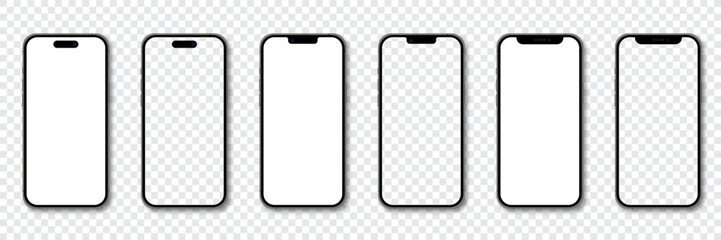 Wall Mural - realistic models smartphone. smartphone mockup collection. realistic trendy different models smartph