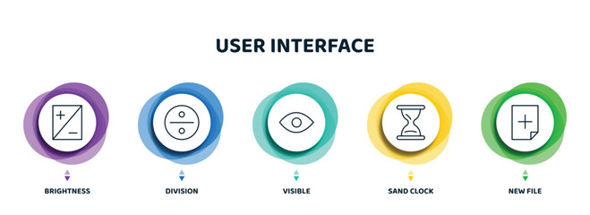Poster - editable thin line icons with infographic template. infographic for user interface concept. included brightness, division, visible, sand clock, new file icons.