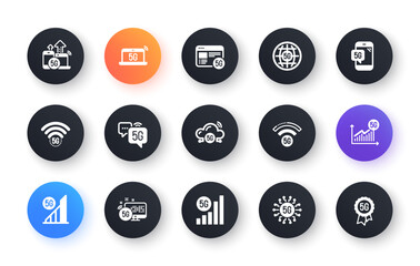 Poster - 5g technology icons set. mobile network, phone connection, fast internet. hotspot signal, mobile tel
