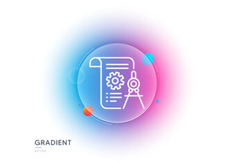 Poster - Divider document line icon. Gradient blur button with glassmorphism. Engineering cogwheel tool sign. Cog gear symbol. Transparent glass design. Divider document line icon. Vector