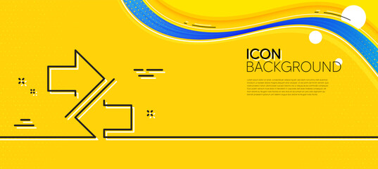 Aufkleber - Synchronize arrows line icon. Abstract yellow background. Communication Arrowheads symbol. Navigation pointer sign. Minimal synchronize line icon. Wave banner concept. Vector
