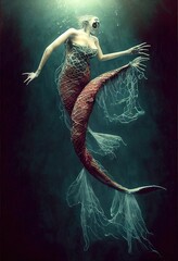 Wall Mural - zombie mermaid underwater