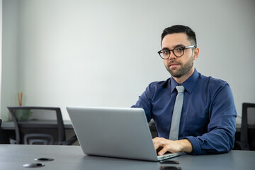 businessman working on laptop in office