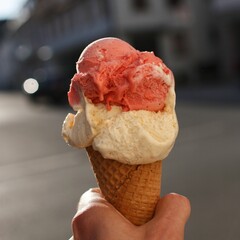 Wall Mural - Hand holding an ice cream cone