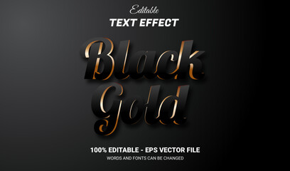 Canvas Print - black gold editable 3d text effect