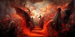 Leinwandbild Motiv The hell inferno metaphor, souls entering to hell in mesmerize fluid motion, with hell fire and smoke