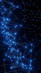 Fototapete - Futuristic technology glowing Plexus lines, dots background vertical 3D rendering
