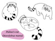 Otocolobus Manul Pallas cat set of outline doodle illustration