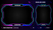 © HOKOIKO - Game live stream interface overlay frames for gamer broadcast. Online streaming banners and menu bars isolated on background.