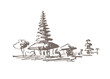 Balinese pagoda - the main attraction of the island of Bali, sketch drawing vector illustration.
