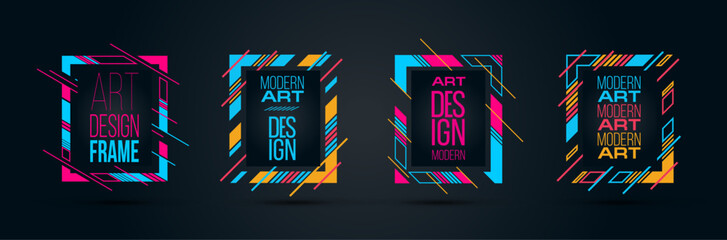 Poster - 
frame colorful design on dark background geometric design. abstract geometric background for text or photo. vector illustration