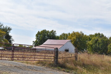 Sticker - Barn by a Fence in a Farm Field