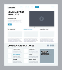 Poster - Landing page template. Website blog news company articles wireframe web site structure responsive benefits conception layout vector design