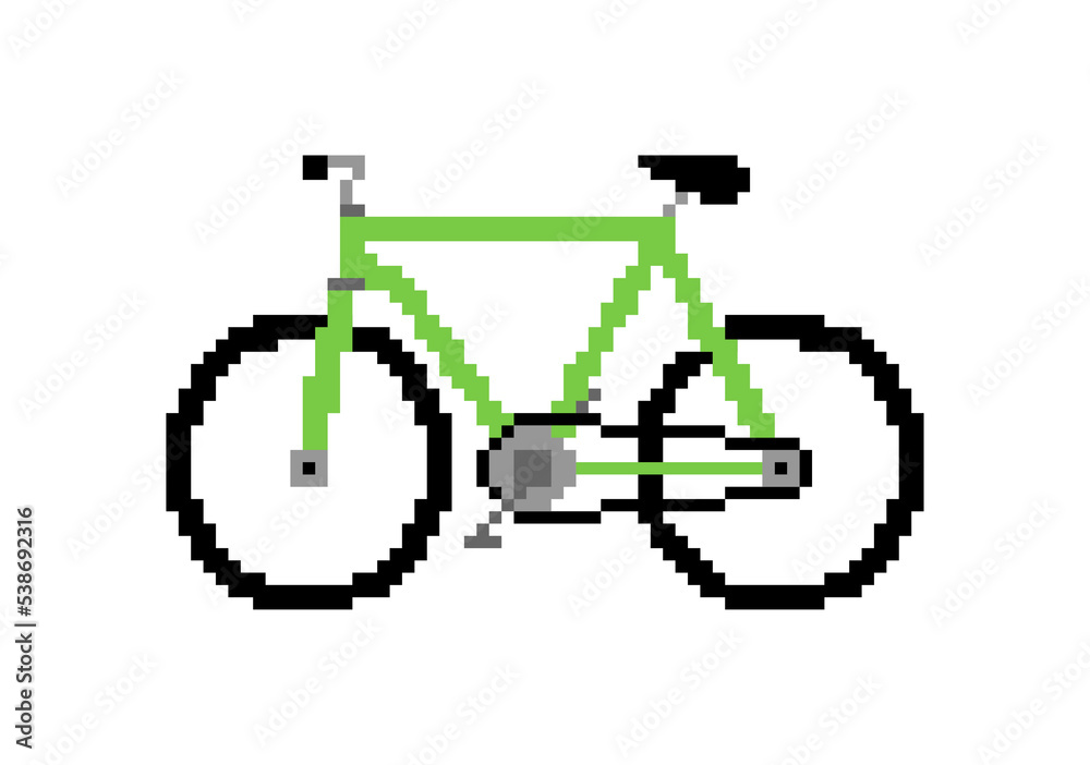 Vetor Bike Pixel art. 8 bit bicycle sign. pixelated Vector illustration ...