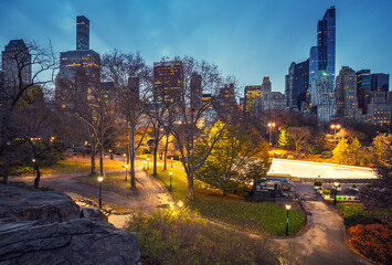 Fototapete - Central park in New York City at autumn morning, USA