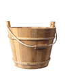 New wooden bucket isolated on white background.