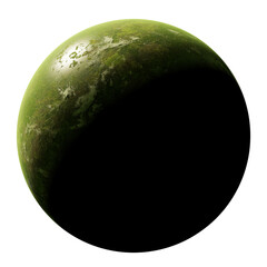 Wall Mural - exoplanet, sunrise over a beautiful alien forest planet, isolated