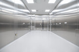 Fototapeta Perspektywa 3d - Stainless steel door and walls, clean room
