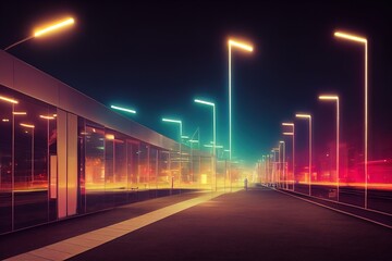 Poster - the light trails on the modern building background