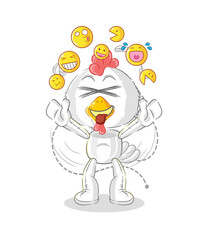 Wall Mural - chicken laugh and mock character. cartoon mascot vector