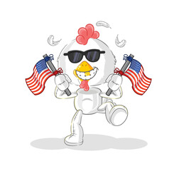 Canvas Print - chicken american youth cartoon mascot vector