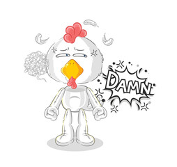 Sticker - chicken very pissed off illustration. character vector