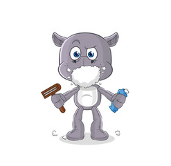 Wall Mural - hippopotamus shave facial hair vector. cartoon character