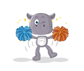 Poster - hippopotamus cheerleader cartoon. cartoon mascot vector