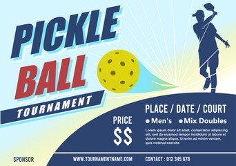 Wall Mural - great attractive simple and memorable pickleball poster for competition and tournament event