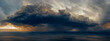 Leinwandbild Motiv Ominous storm clouds, dramatic cloudscape with dark sky, Thunderstorm clouds, Cumulonimbus. Mother nature, weather system, stormy day. Render