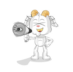 Sticker - mountain goat holding hand loudspeakers vector. cartoon character