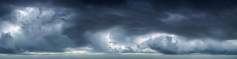 dramatic and dangerous clouds in the sky. dark clouds with thunderstorm. nature and weather pattern.