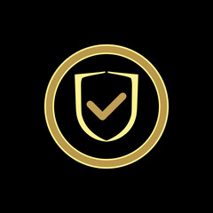 Shield icon. Shield with a checkmark in the middle Protection icon concept.