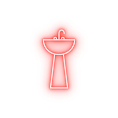 Poster - Sink in the bathroom neon icon