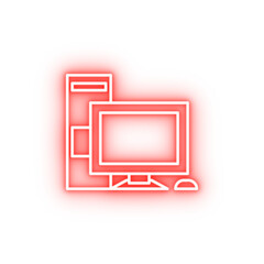 Poster - home computer neon icon