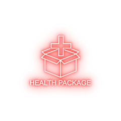 Poster - health package line neon icon