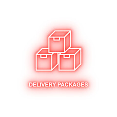 Poster - delivery packages neon icon