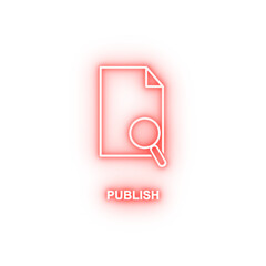 Poster - paper and magnifier neon icon