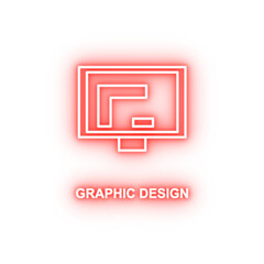 Poster - graphic design in monitor neon icon