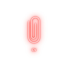 Poster - paper clip neon icon