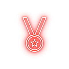 Poster - star on the medal line neon icon