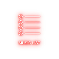 Poster - music list neon icon