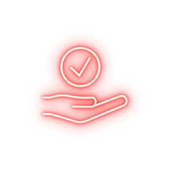 Poster - hand sign checked neon icon