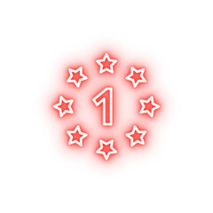 Poster - one and asterisks neon icon