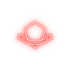 Poster - shield with ribbon neon icon