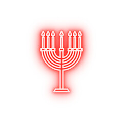 Poster - Hebrew candles outline neon icon